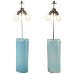 Pair blue minimal Barovier Toso table lamps