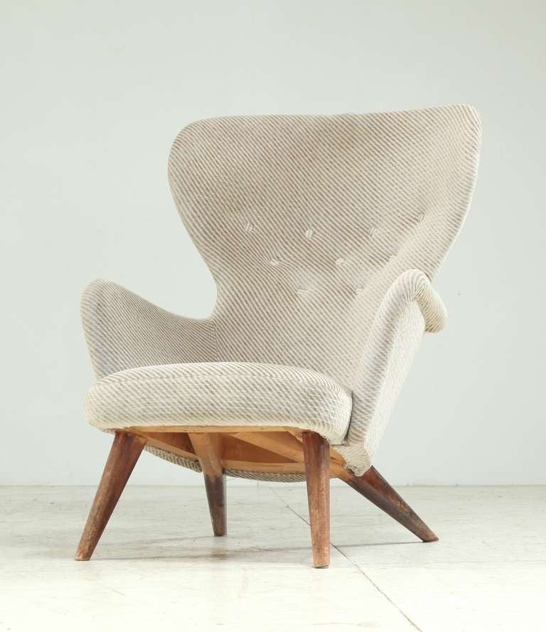 Wood High Back Lounge Chair by Swedish Designer Gustav Hiort af Ornas for Gösta Westerberg
