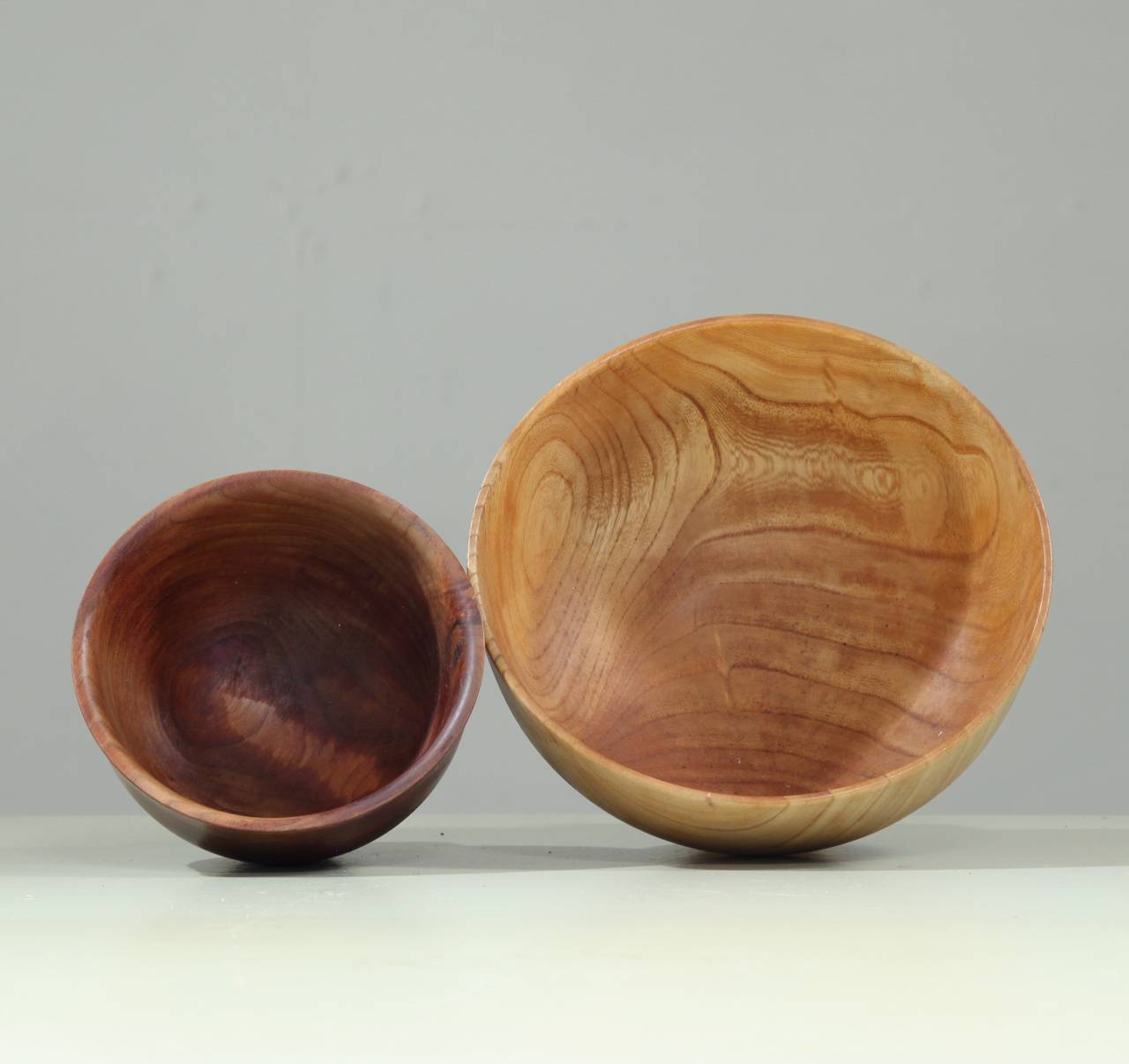 American Craftsman Pair of Ed Miller Turned Wood Studio Bowls For Sale