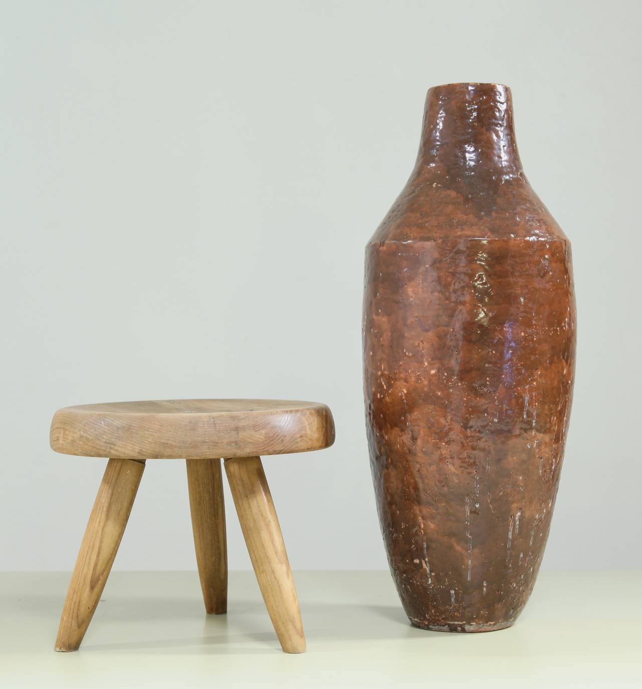 A large glazed brown ceramic vase from France in an excellent condition. 
Listed price is including insured shipment.