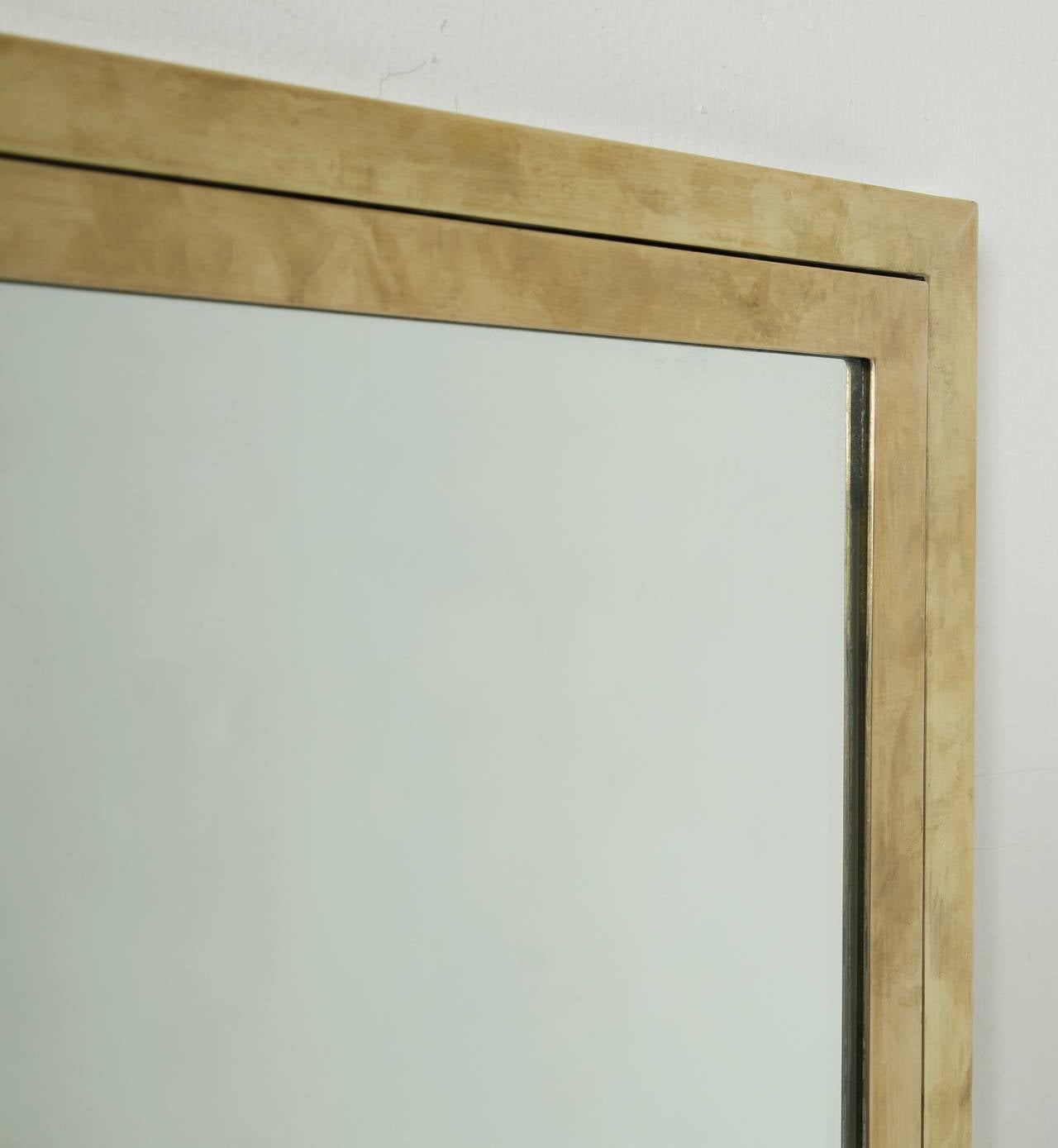 Mid-20th Century Italian 1950s Double Brass Framed Large Overmantel or Wall Mirror