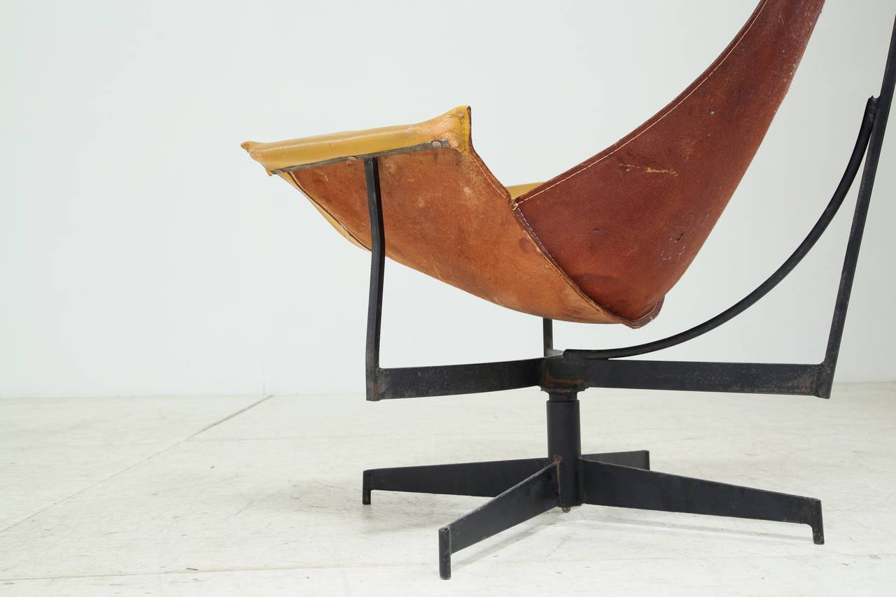 Mid-20th Century Leather Crafter Lounge Chair in Brown