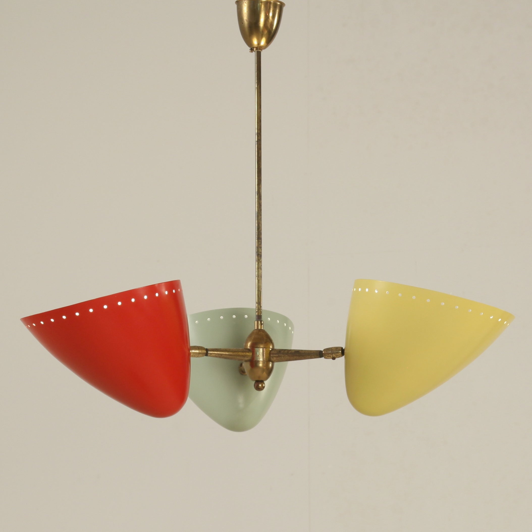 Stilnovo Chandelier With 3 Coloured Shades That Can Face Up Or Down