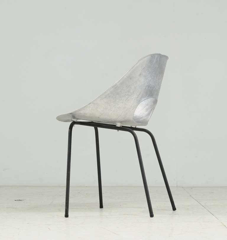 Mid-Century Modern Aluminium Tonneau Chair By Pierre Gauriche For Steiner