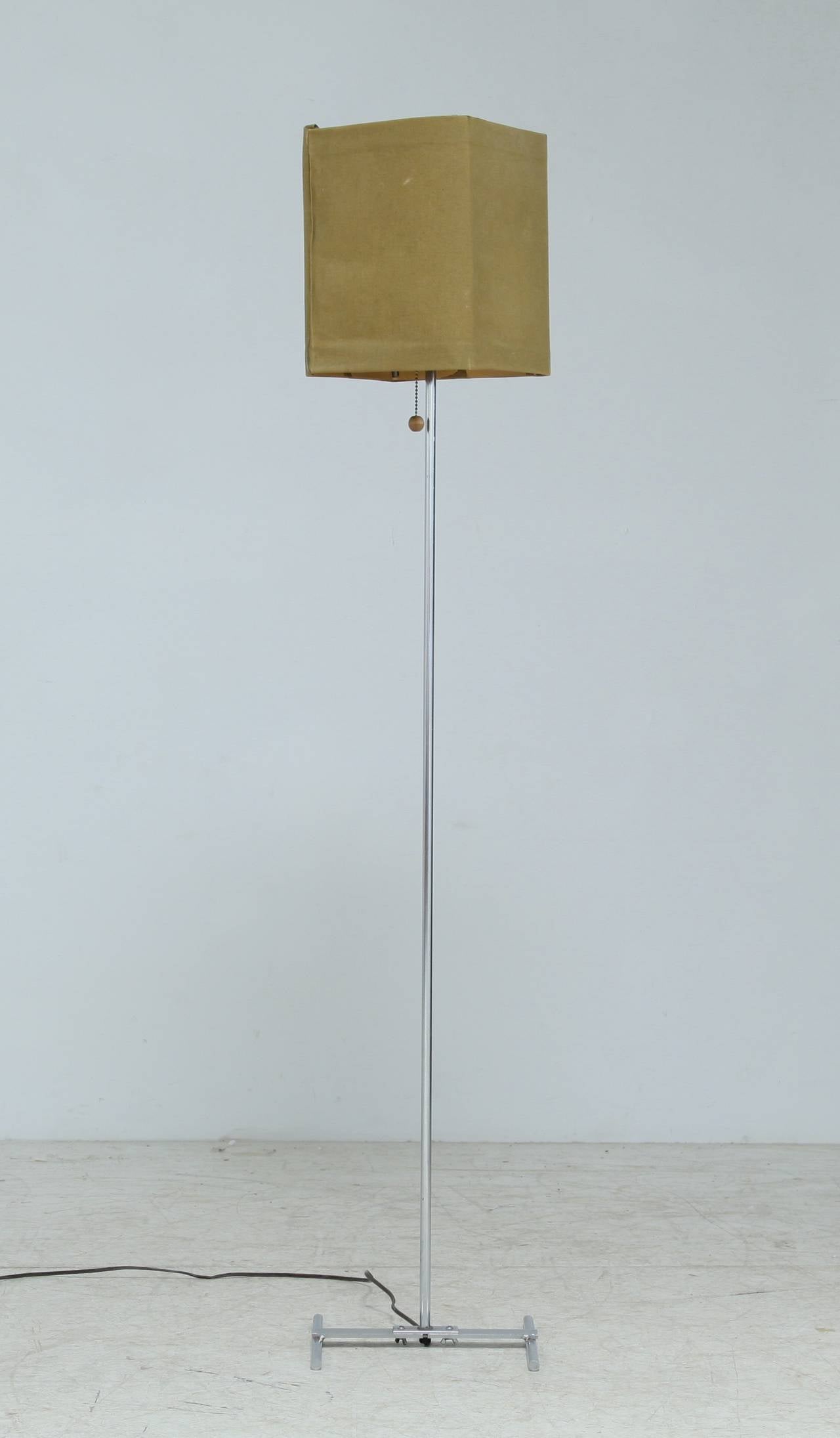 Mid-Century Modern Floor Lamp by George Nelson with Linen Shade For Sale