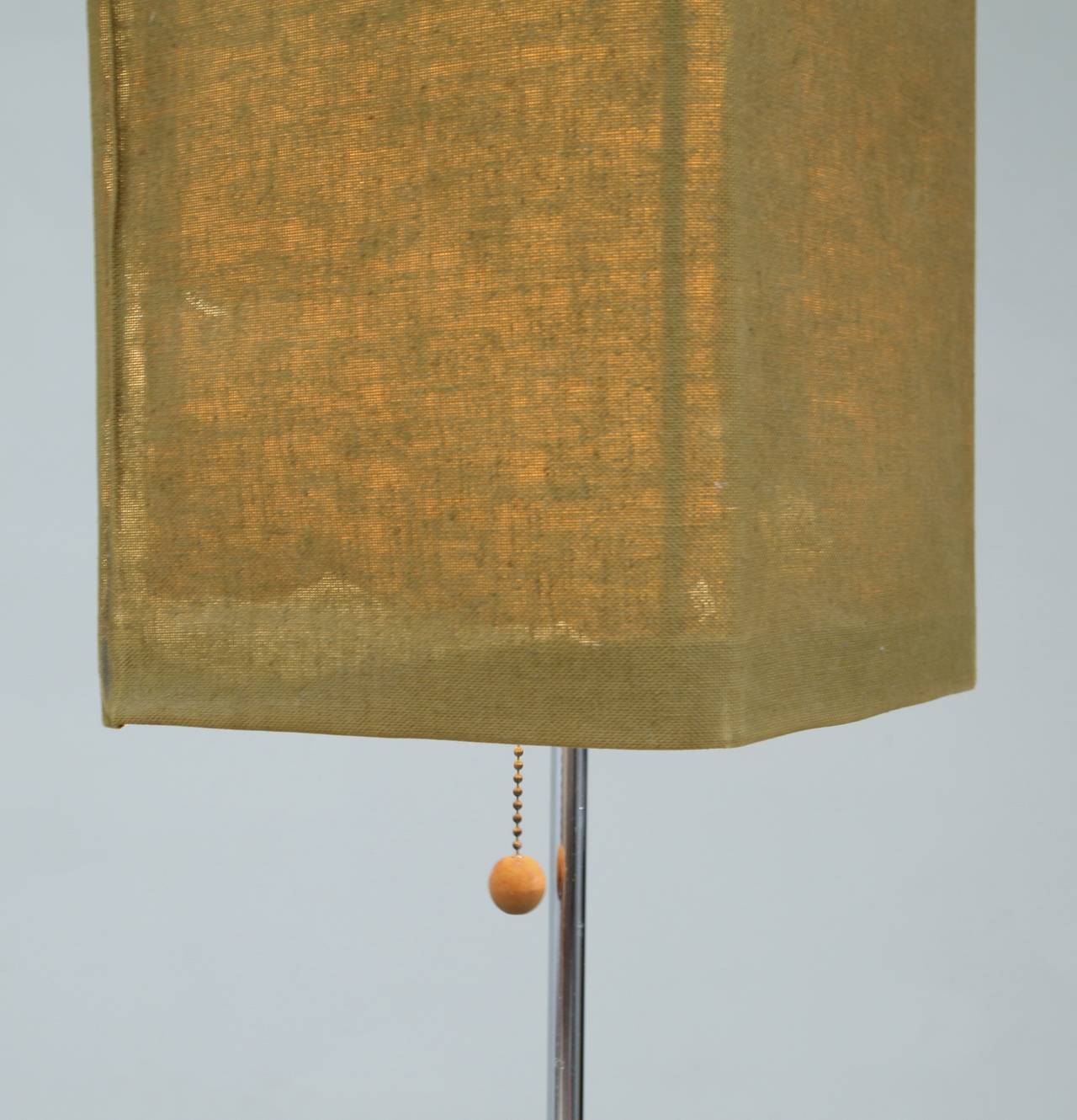 Chrome Floor Lamp by George Nelson with Linen Shade For Sale