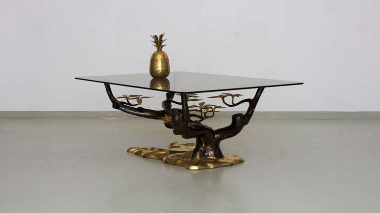 Brass Willy Daro Coffee Table with Glass Top In Excellent Condition For Sale In Maastricht, NL