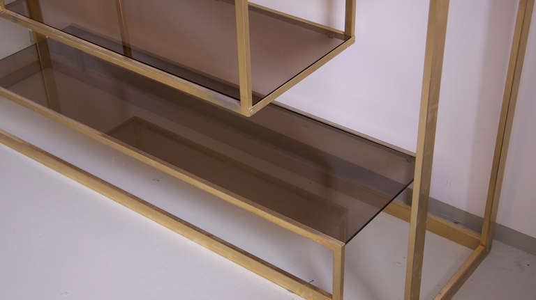 Large Romeo Rega Brass Wall Unit Shelf Etagere In Good Condition For Sale In Maastricht, NL