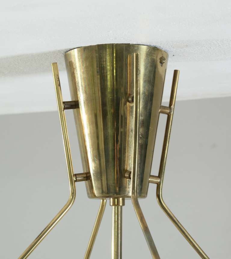 Mid-20th Century Extra Large Finnish Brass with White Plexiglass Flush Mount, 1950s For Sale