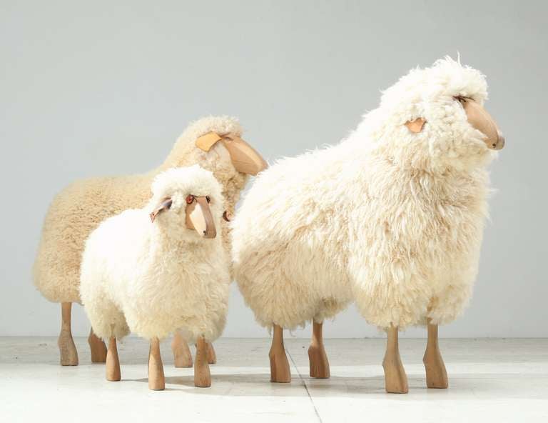 Mid-Century Modern Pair of Decorative Sheep