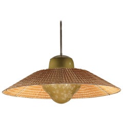 Hand painted Bohemian ceiling lamp by Gunilla Jung for Orno, Finland, 1940s