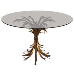 Coco Chanel Style Wheat Coffee Table in Glass and Gold
