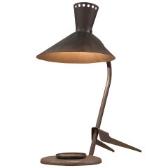 Dark Rusty Metal Industrial Table Lamp, France, 1950s