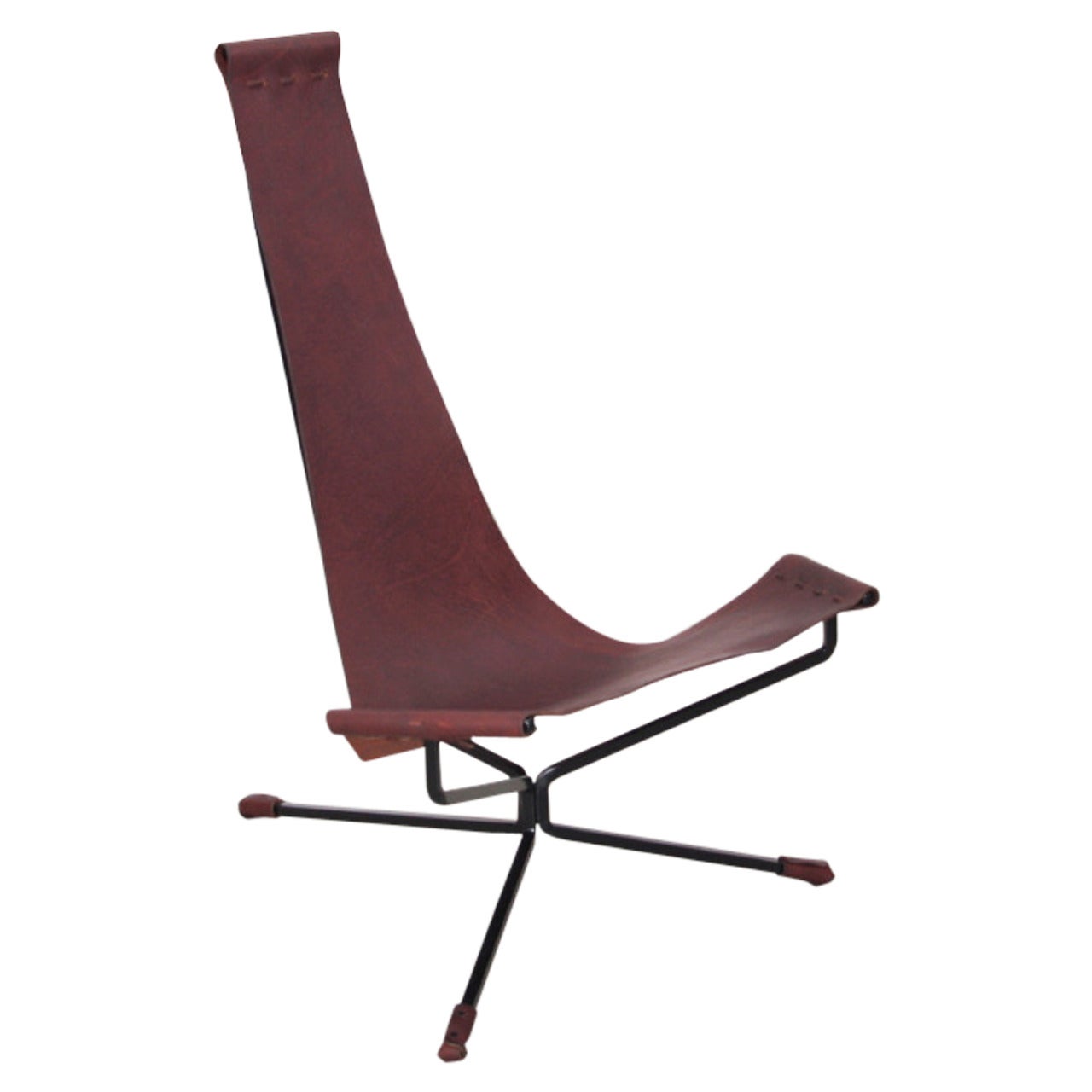 Dan Wenger Lotus Chair in Leather and Metal For Sale