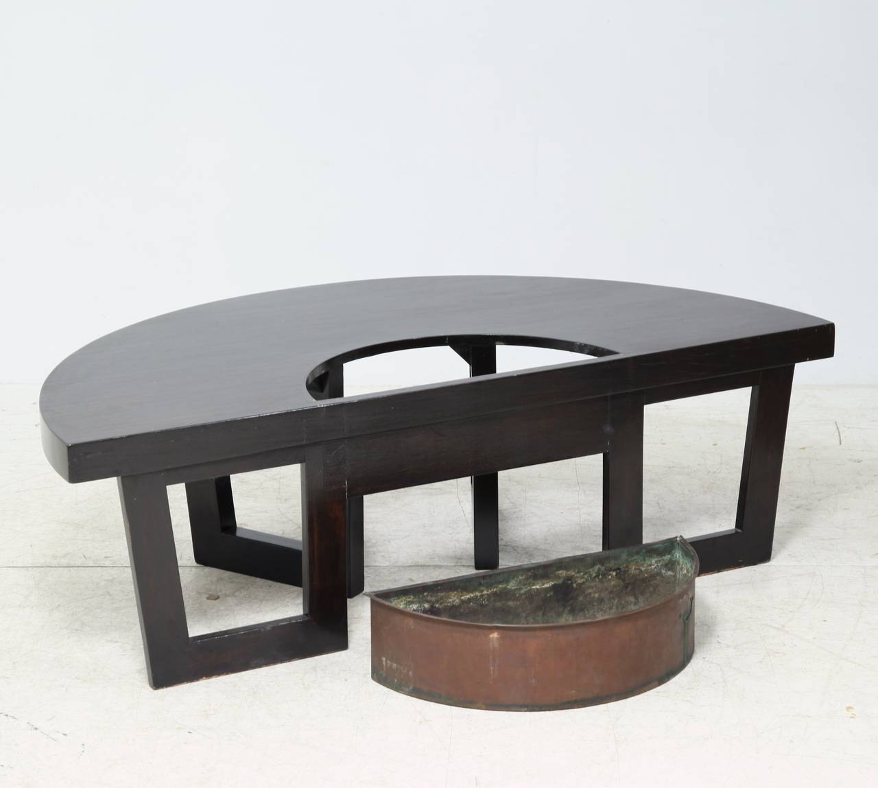 Harvey Probber Semi Circle Coffee Table With Inserted Copper Planter Mid Century Modern Harvey Probber Semi Circle Coffee Table With Inserted Copper Planter For