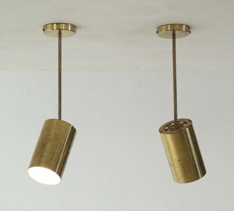 Pair Pivoting Brass Spotlights