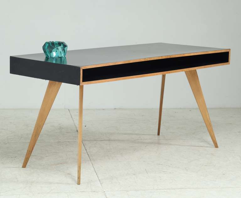 Published 1950s Freestanding Wooden Writing Desk By Swiss Designer Hans Bellman In Excellent Condition In Maastricht, NL
