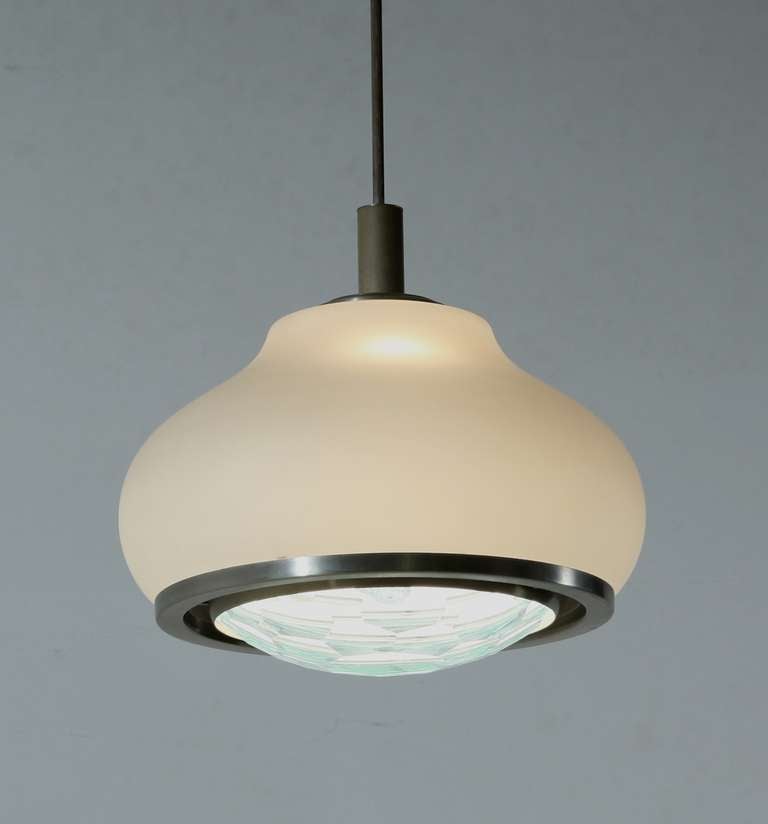 Mid-Century Modern Lumi Pendants With Facet Cut Glass - 4 Available. Italy, 1960s For Sale