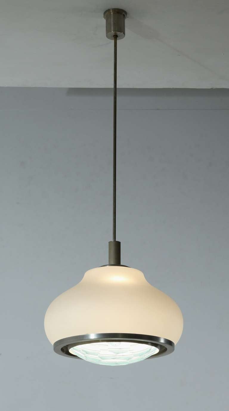 Lumi Pendants With Facet Cut Glass - 4 Available. Italy, 1960s For Sale 1