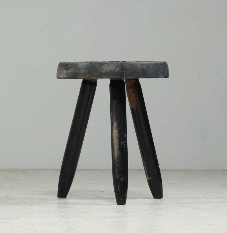 Mid-Century Modern Medium high black Charlotte Perriand stool