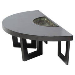 Harvey Probber Set Of Three Coffee Tables With Enamel On Harvey Probber Semi Circle Coffee Table With Inserted Copper Planter