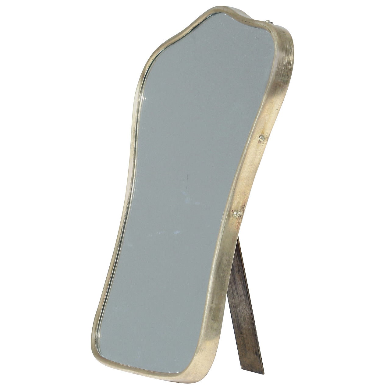 Free-Form 1960s Italian Brass Table or Vanity Mirror For Sale