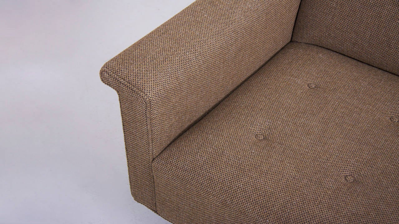 Fabric Elegant Milo Baughman Sofa in Brown or Green by Thayer Coggin For Sale