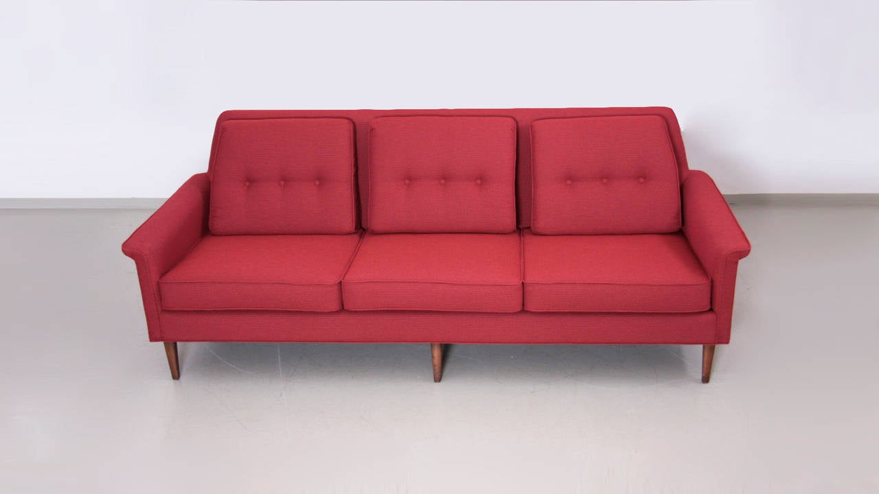Mid-Century Modern Kipp Stewart Sofa in Red by Drexel For Sale