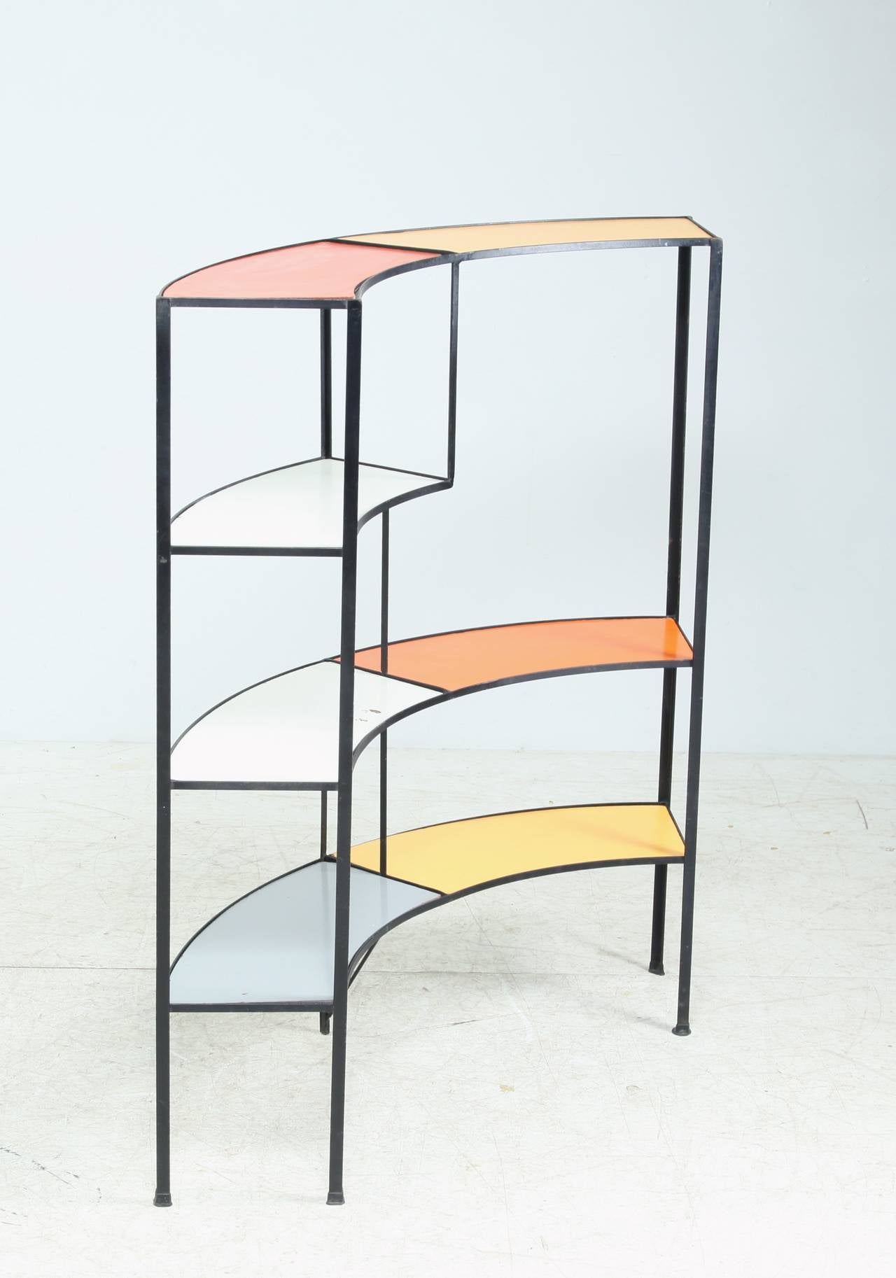 Mid-Century Modern Fredric Weinberg E-Shaped, Coloured Shelf Unit For Sale