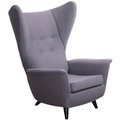 Italian Lounge Wing Back Arm Chair in the manner of Gio Ponti
