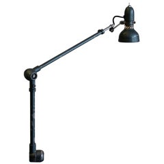 Heavy Quality 1940s Industrial Table Lamp In Green Hammertone Finish