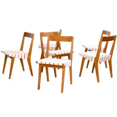 Set of 6 Jens Risom 666 WSP Dining Chairs in ash by Knoll