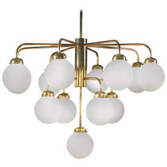 Very Large German Thirteen-Armed Brass Chandelier, 1960s