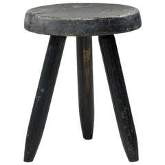 Medium high black Charlotte Perriand stool
