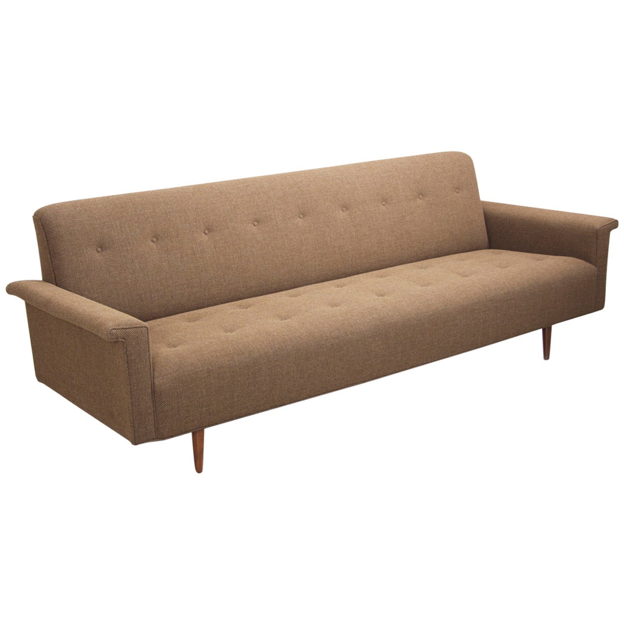 Elegant Milo Baughman Sofa in Brown or Green by Thayer Coggin For Sale