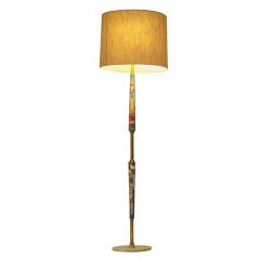 Italian Floorlamp with Ceramic Base Figurines. Manner of Fornasettie, 1950s