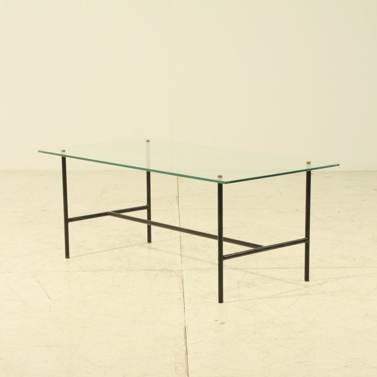 Metal and glass sidetable by Pierre Guariche, 1950s In Excellent Condition For Sale In Maastricht, NL