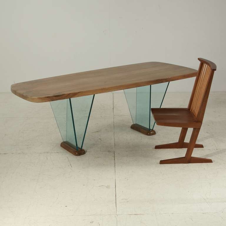 French Robert Sentou Desk with Glass Legs For Sale
