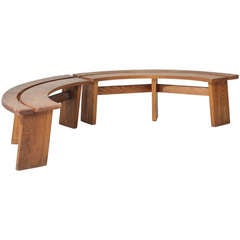 Pair Semi Circle Pierre Chapo Benches, Model S38
