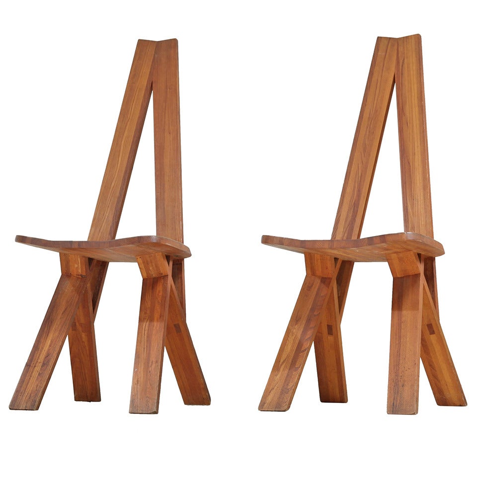 Pair 'S45' chairs by Pierre Chapo For Sale