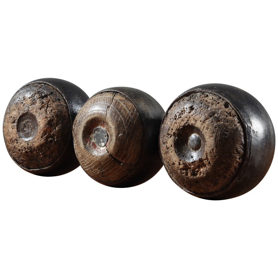 Set of Three Vintage Petanque Balls, France