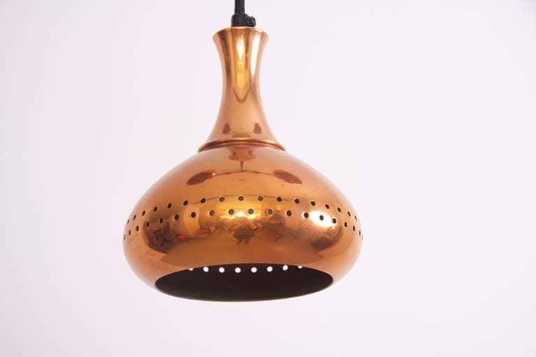 Mid-Century Modern Set of 3 Hans-Agne Jakobsson Copper Pendants for Markaryd For Sale