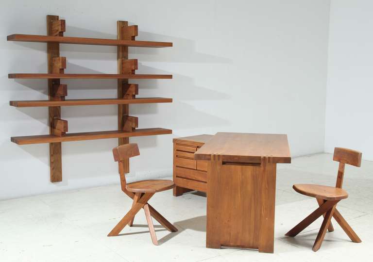 Pierre Chapo B19 Desk and Two Matching S34 Chairs, France, ca. 1970 In Excellent Condition For Sale In Maastricht, NL