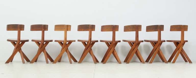 Eight Pierre Chapo Chairs, Model S34 In Excellent Condition For Sale In Maastricht, NL