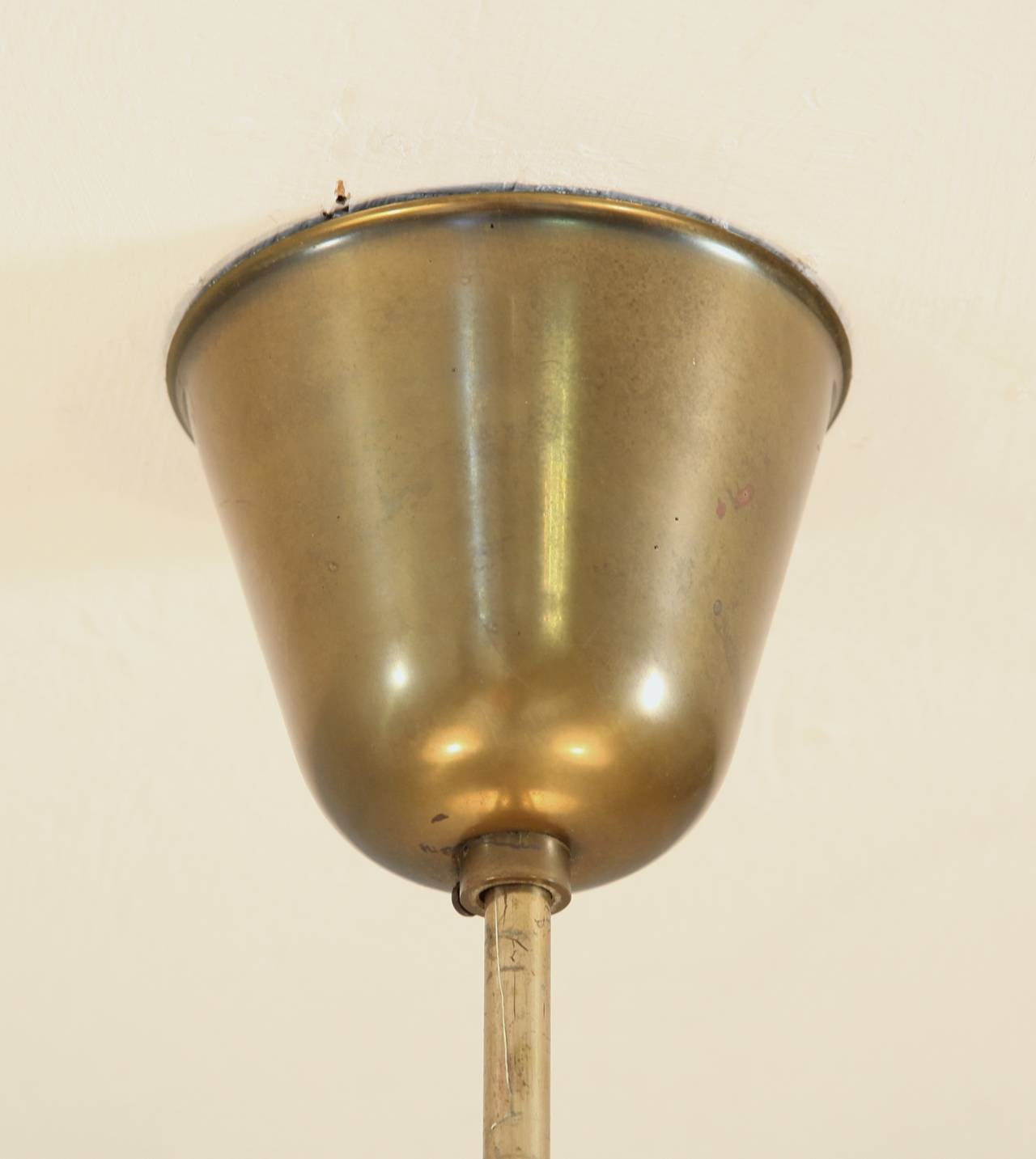 Bertil Brisborg Brass Uplighting Pendant with Three Shades, Bohlmarks, Sweden For Sale 1