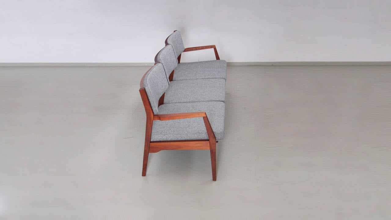 American Jens Risom Three-Seat Sofa by Jens Risom Inc. in Solid Walnut For Sale