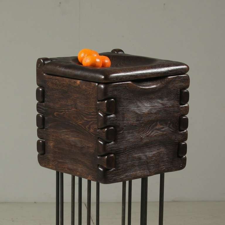 Mid-20th Century Handmade Sculptural Wooden Box by French Woodworker Yvon For Sale