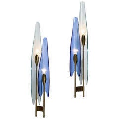 Exceptional Pair of Fontana Arte Dalia Wall Sconces by Max Ingrand