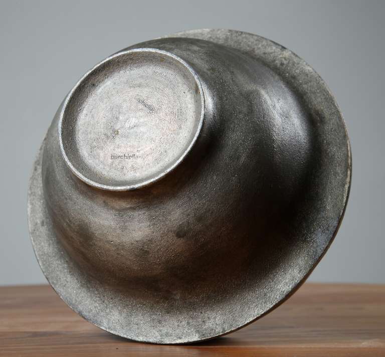 Mid-20th Century Lorenzo Burchiellaro Sand Cast Metal Bowl, Italy, 1960s For Sale