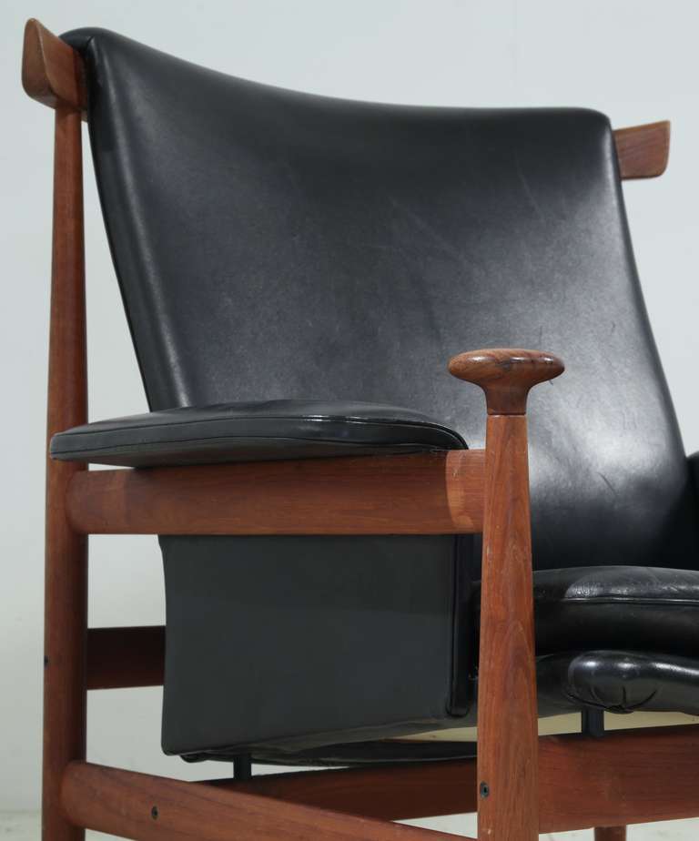Mid-20th Century Finn Juhl Bwana Chair In Black Leather